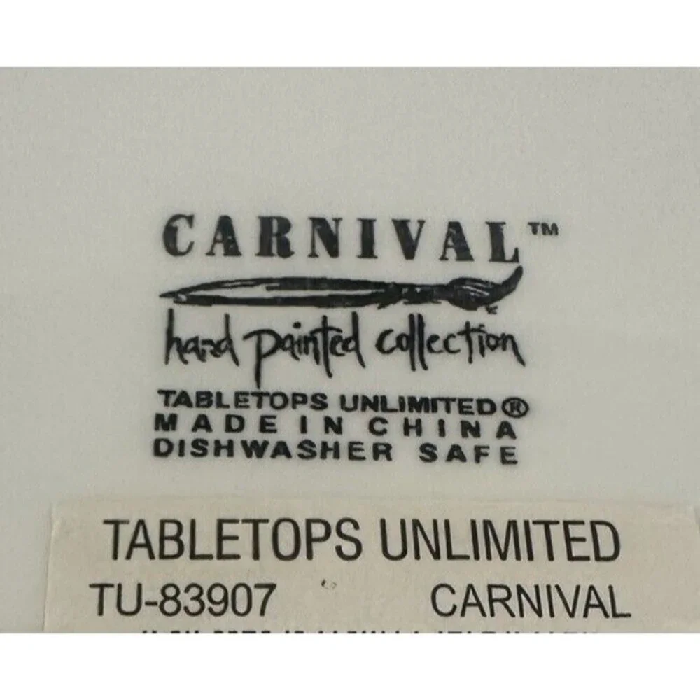 Tabletops Unlimited Carnival Diamond Handpainted 18" Oval Serving Platter XLarge - Picture 4 of 11